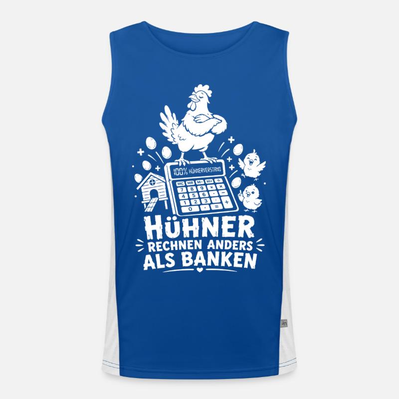 Hühner rechnen anders als Banken Funktionelles Kontrast-Tank Top für Männer 
