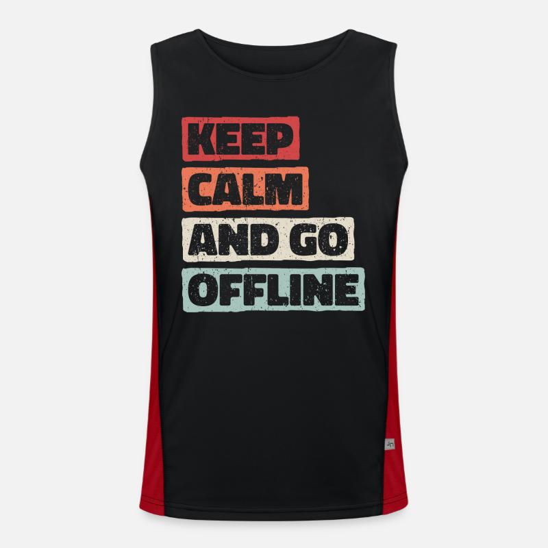 Restez calme et déconnectez-vous. Conception de randonnée Débardeur respirant contrasté Homme 