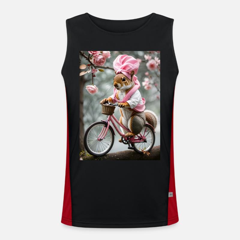Squirrel on a bicycle Men's Functional Contrast Tank Top 
