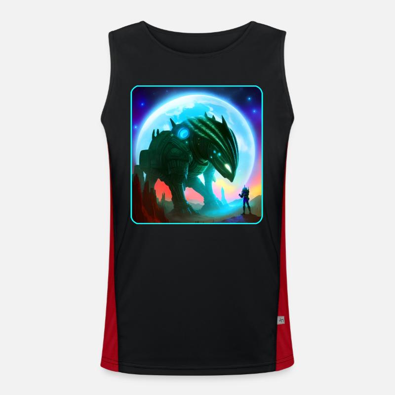 Astronaut und Alien Maschine Funktionelles Kontrast-Tank Top für Männer 