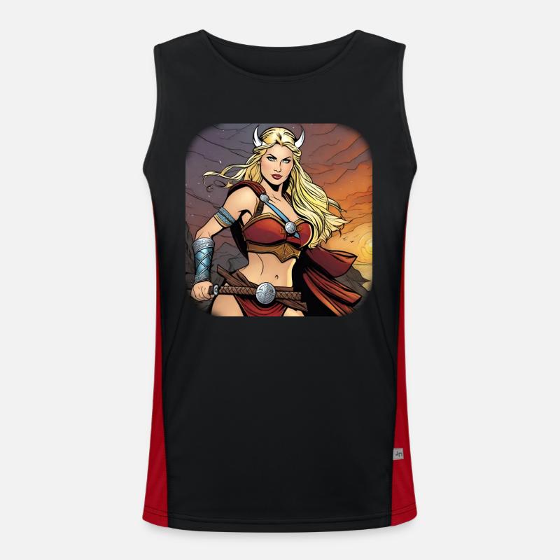 Proud warrior in comic style Men's Functional Contrast Tank Top 