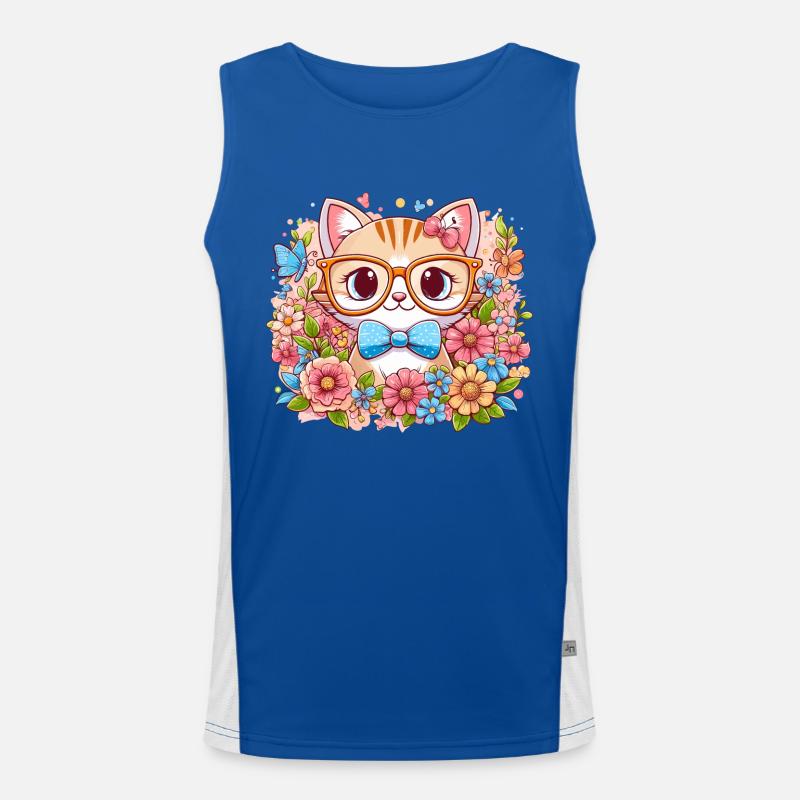 CAT, KITTEN, KITTEN, PET, FLOWER, MEADOW, SPRING Men's Functional Contrast Tank Top 