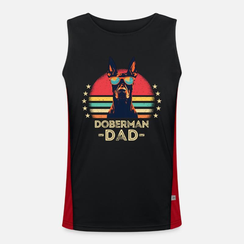 Dobermann mit sonnenbrille retro Funktionelles Kontrast-Tank Top für Männer 