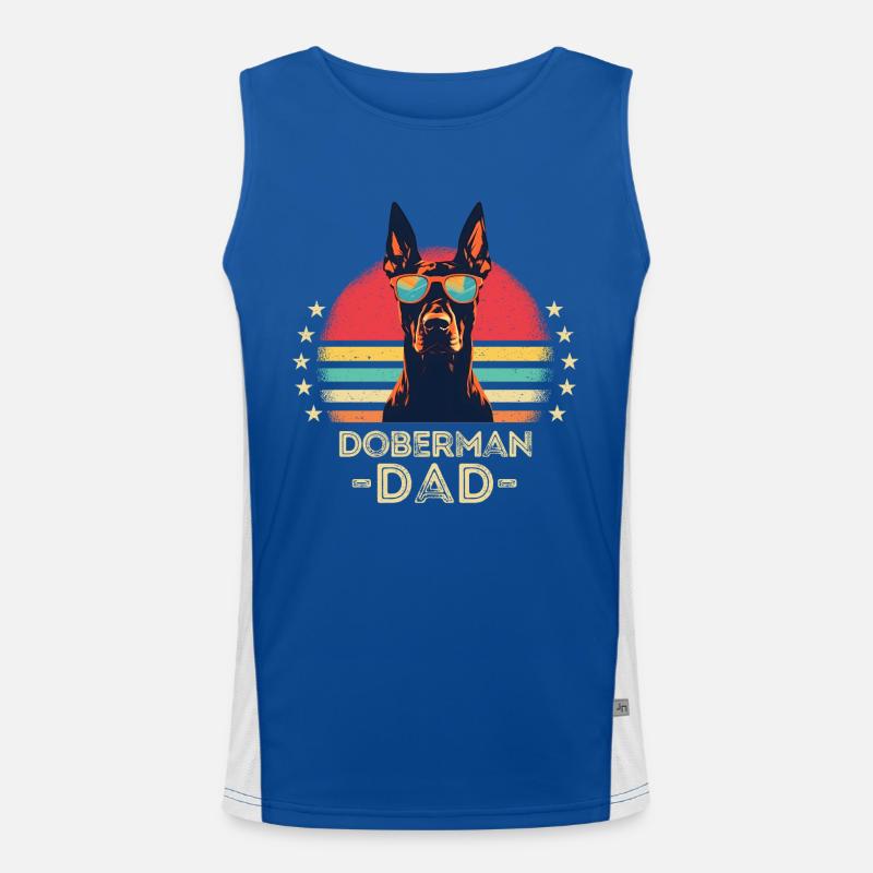 Doberman avec lunettes de soleil rétro Débardeur respirant contrasté Homme 