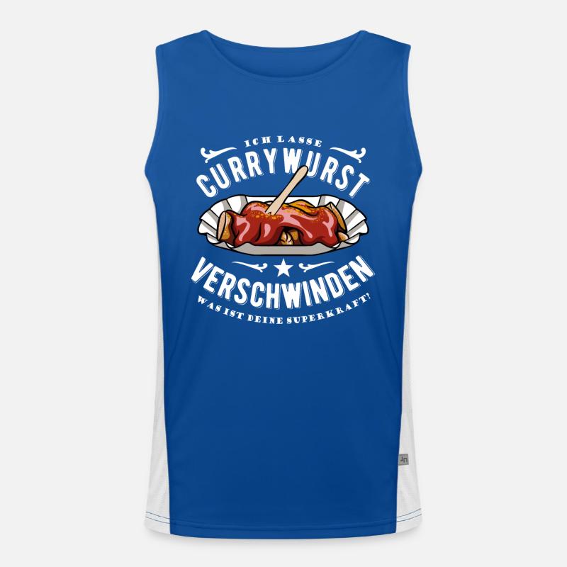 Ich lasse Currywurst verschwinden - Essen- Spruch Funktionelles Kontrast-Tank Top für Männer 