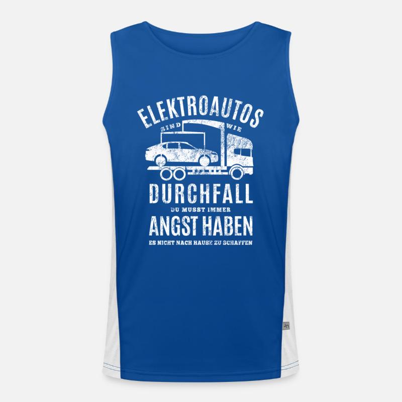 Elektroauto - E-Auto Reichweite Durchfall Spruch Funktionelles Kontrast-Tank Top für Männer 