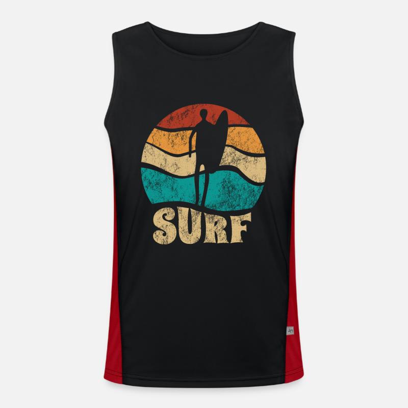 Sunset Surfer - Surf all day - Wave - Gift Men's Functional Contrast Tank Top 