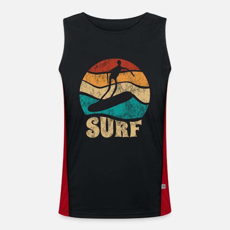 Sunset Surfer - Surf all day - Wave - Gift Men's Functional Contrast Tank Top 