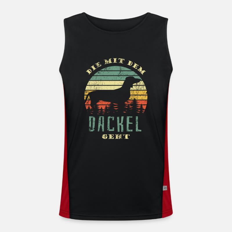 Die mit dem Dackel geht - Gassi gehen Funktionelles Kontrast-Tank Top für Männer 