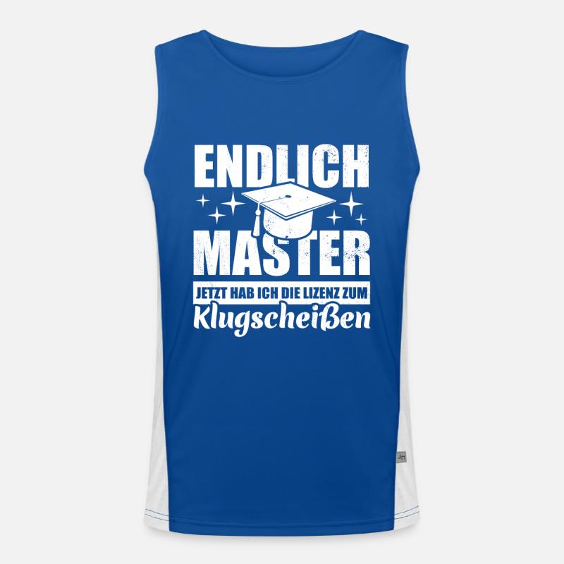 Endlich Master - mit der Lizenz zum Klugscheißen Funktionelles Kontrast-Tank Top für Männer 