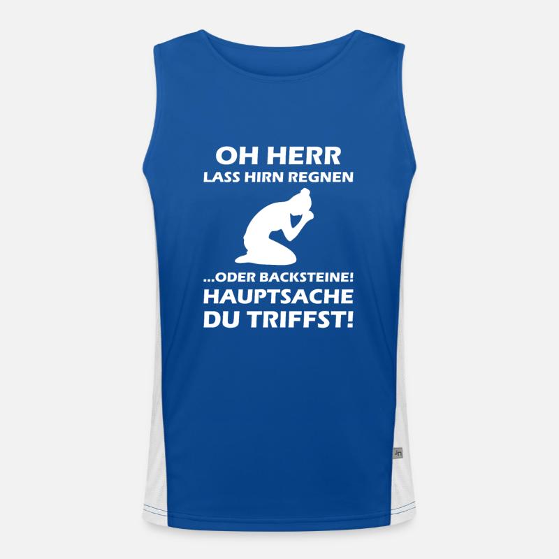 Oh Herr, lass Hirn regnen oder Backsteine Funktionelles Kontrast-Tank Top für Männer 