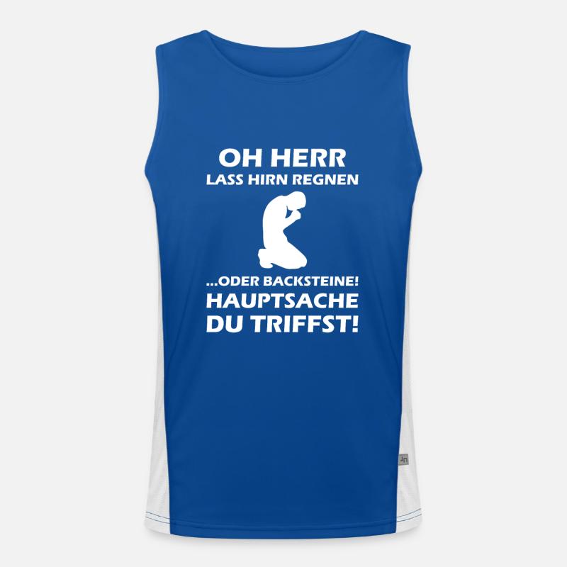 Oh Herr, lass Hirn regnen oder Backsteine Funktionelles Kontrast-Tank Top für Männer 