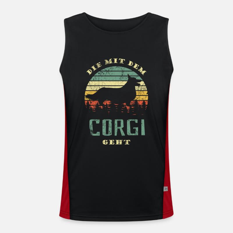 Die mit dem Corgi geht - Hunde Spruch Funktionelles Kontrast-Tank Top für Männer 
