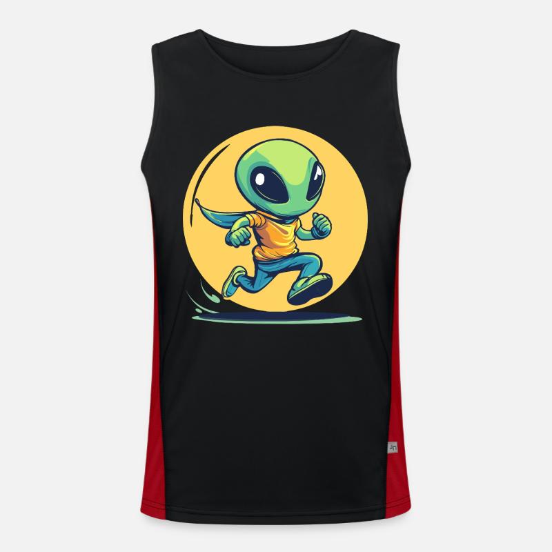 Running alien in comic book style Men's Functional Contrast Tank Top 