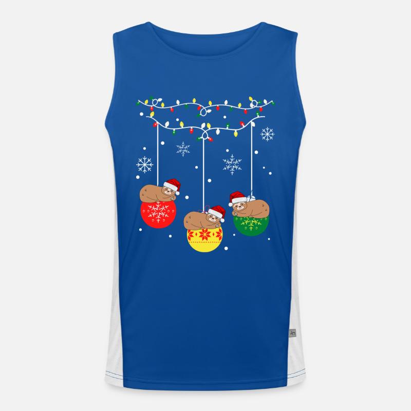 Weihnachtsfaultier Funktionelles Kontrast-Tank Top für Männer 