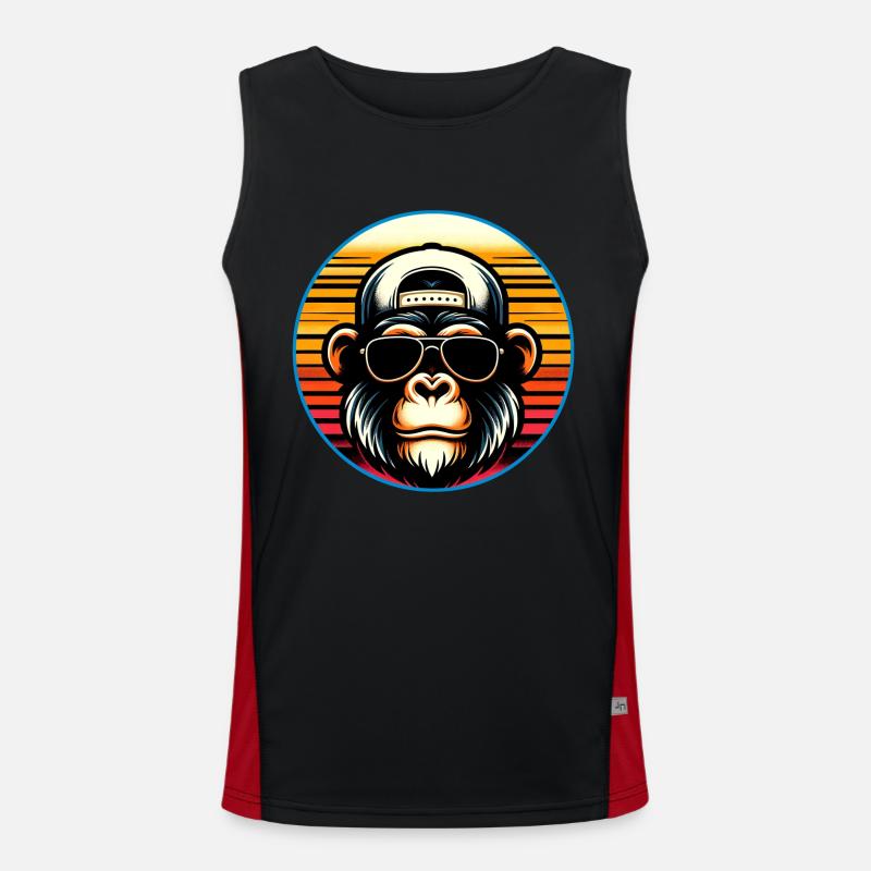 Cooler Schimpanse mit Sonnenbrille und Basecap Funktionelles Kontrast-Tank Top für Männer 