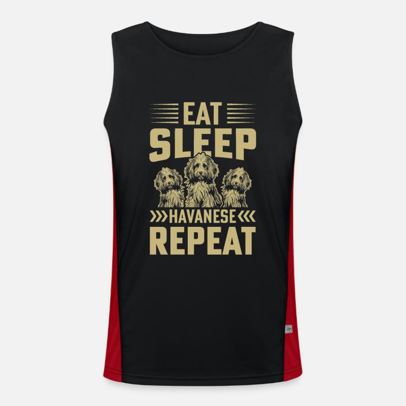 Eat Sleep Havanese Repeat - Men's Functional Contrast Tank Top  - black/red