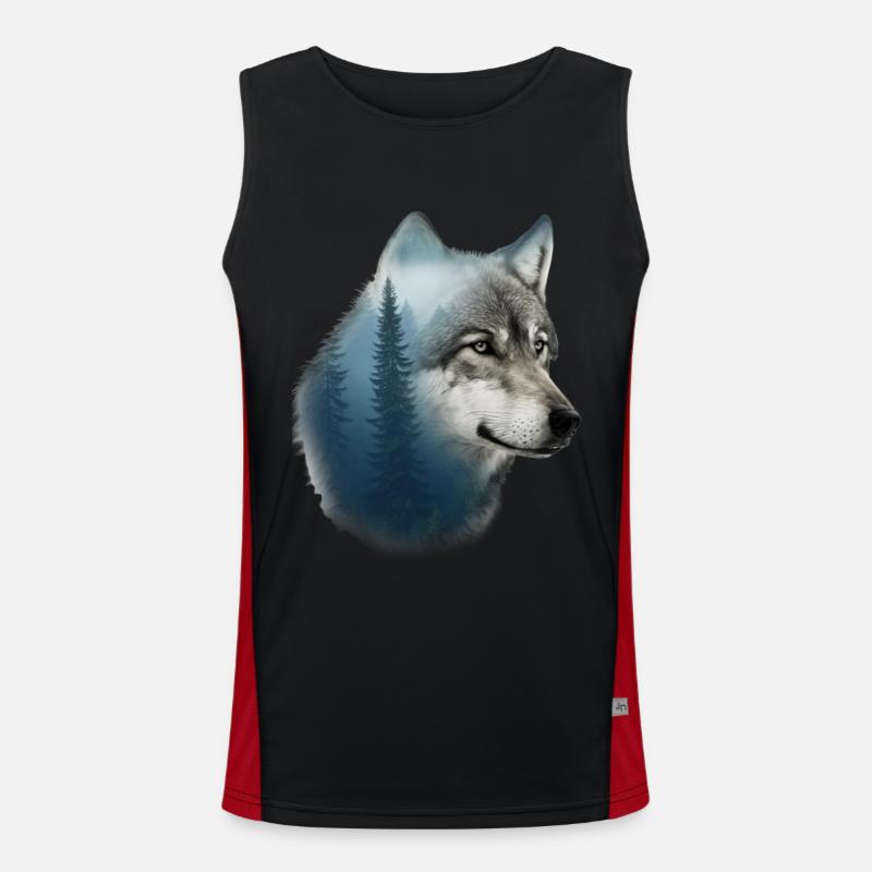 Wolf Funktionelles Kontrast-Tank Top für Männer 