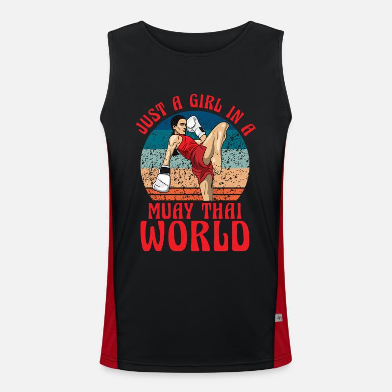 Nur ein Mädchen in einer Muay Thai Welt Funktionelles Kontrast-Tank Top für Männer 