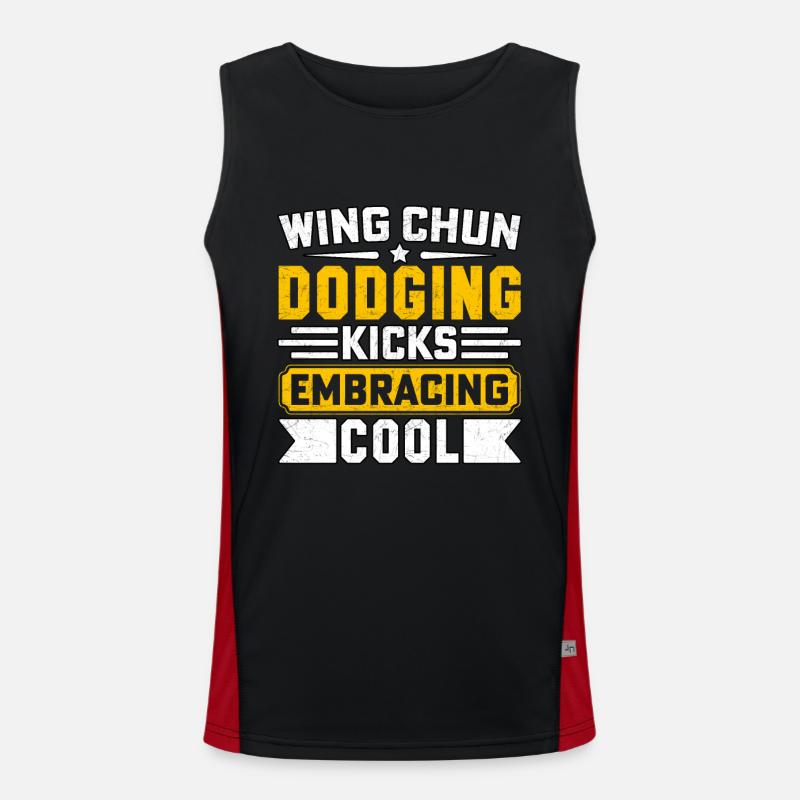 Wing Chun dodging kicks embracing cool Men's Functional Contrast Tank Top 