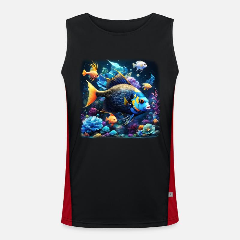 Angelfish - Men's Functional Contrast Tank Top  - black/red