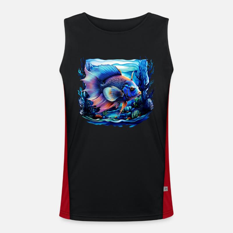 Angelfish - Men's Functional Contrast Tank Top  - black/red