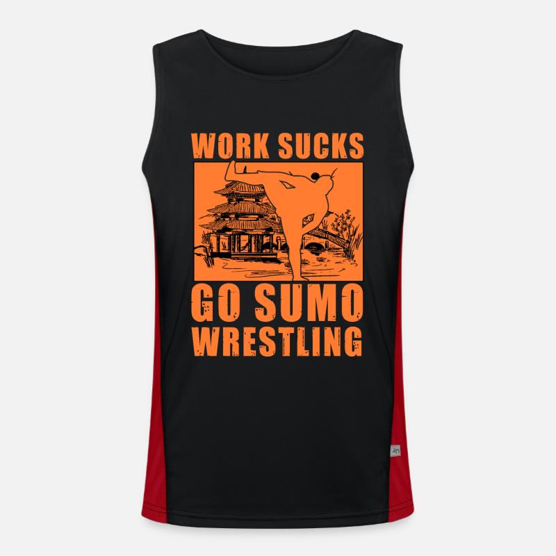Work Sucks Go Sumo Wrestling Men's Functional Contrast Tank Top 