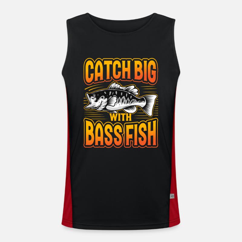 Fangen Sie groß mit Barschfischen Funktionelles Kontrast-Tank Top für Männer 