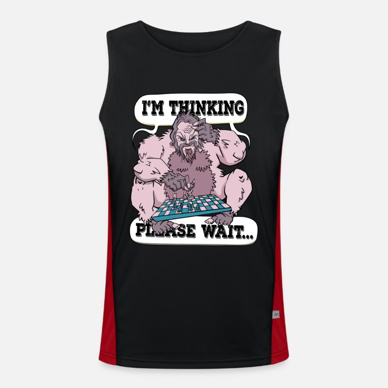 I'm thinking please wait Chess - Men's Functional Contrast Tank Top  - black/red
