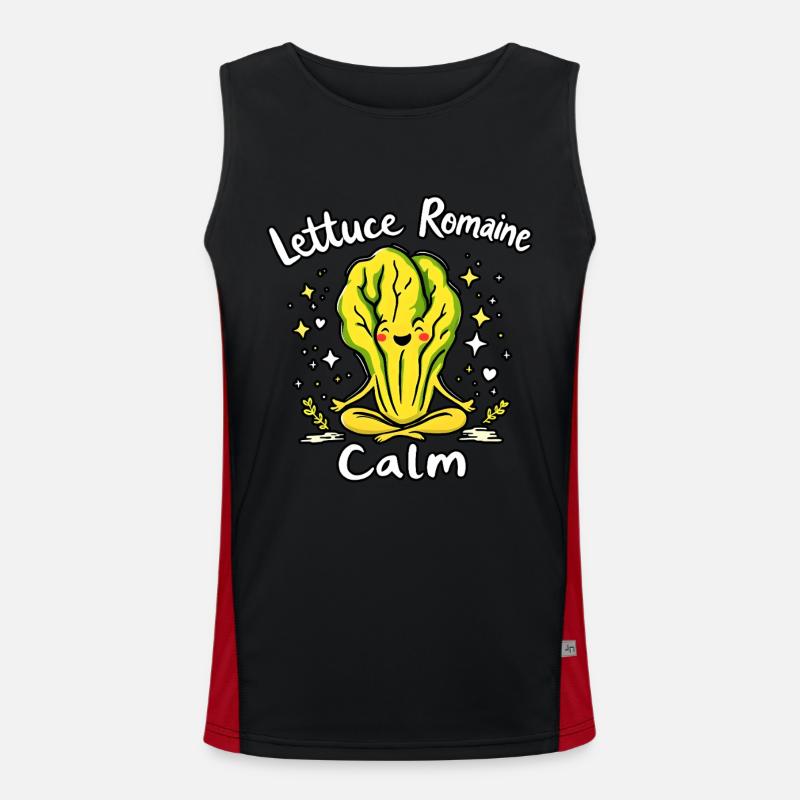 Lettuce Romaine Calm – Funny Salad Men's Functional Contrast Tank Top 