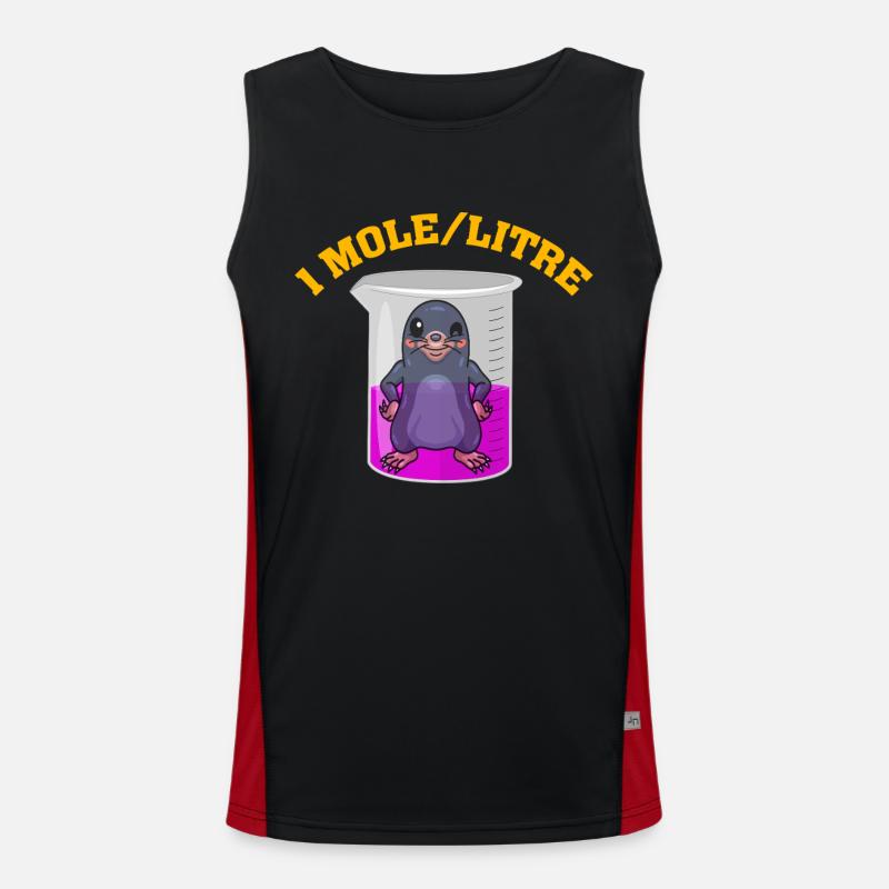 1 Mole/L - Men's Functional Contrast Tank Top  - black/red