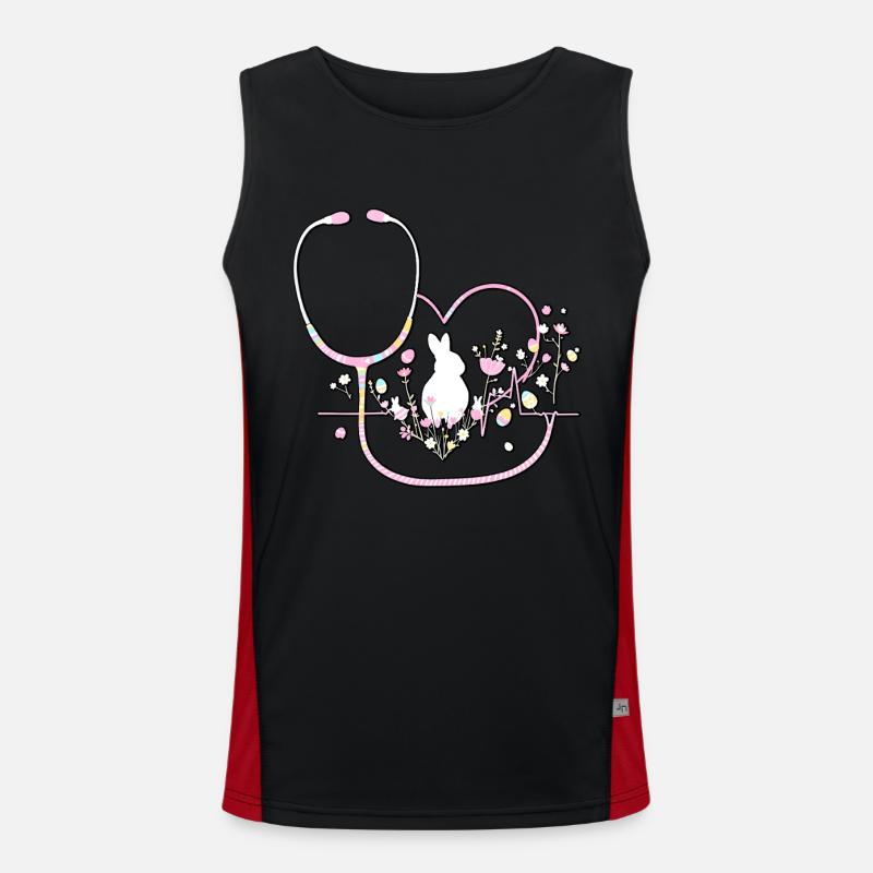 Krankenschwester Doktor Herzschlag Ostern Funktionelles Kontrast-Tank Top für Männer 