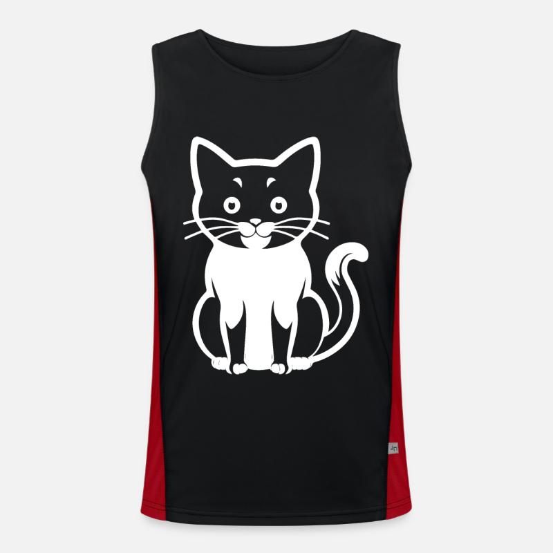Drôle de chat Silhouette Cheeky Fun Cats Débardeur respirant contrasté Homme 