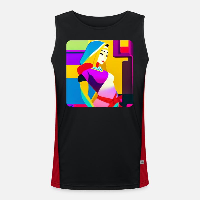 Femme colorée dans le design pop art rétro Débardeur respirant contrasté Homme 