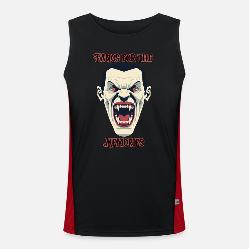 Dracula Vampire baring teeth, Halloween - Men's Functional Contrast Tank Top  - black/red