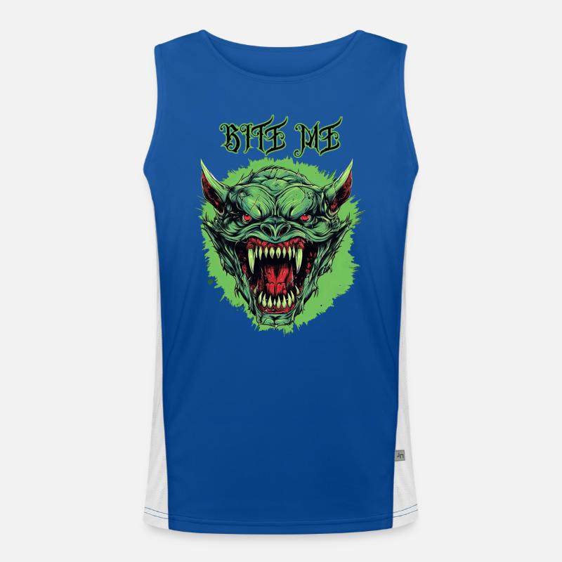 Demon Orc head, Bite Me Men's Functional Contrast Tank Top 