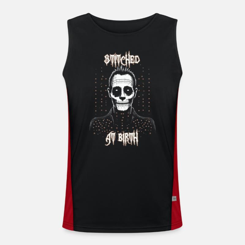 Stitched At Birth Franken monster - Men's Functional Contrast Tank Top  - black/red