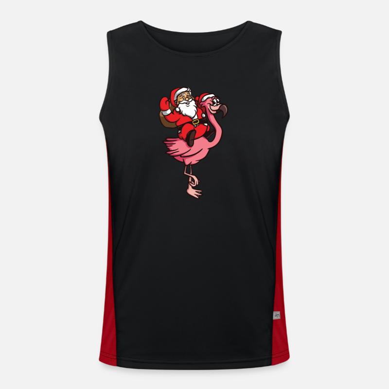 Flamingo Weihnachtsmann Comic Santa Claus XMAS Funktionelles Kontrast-Tank Top für Männer 