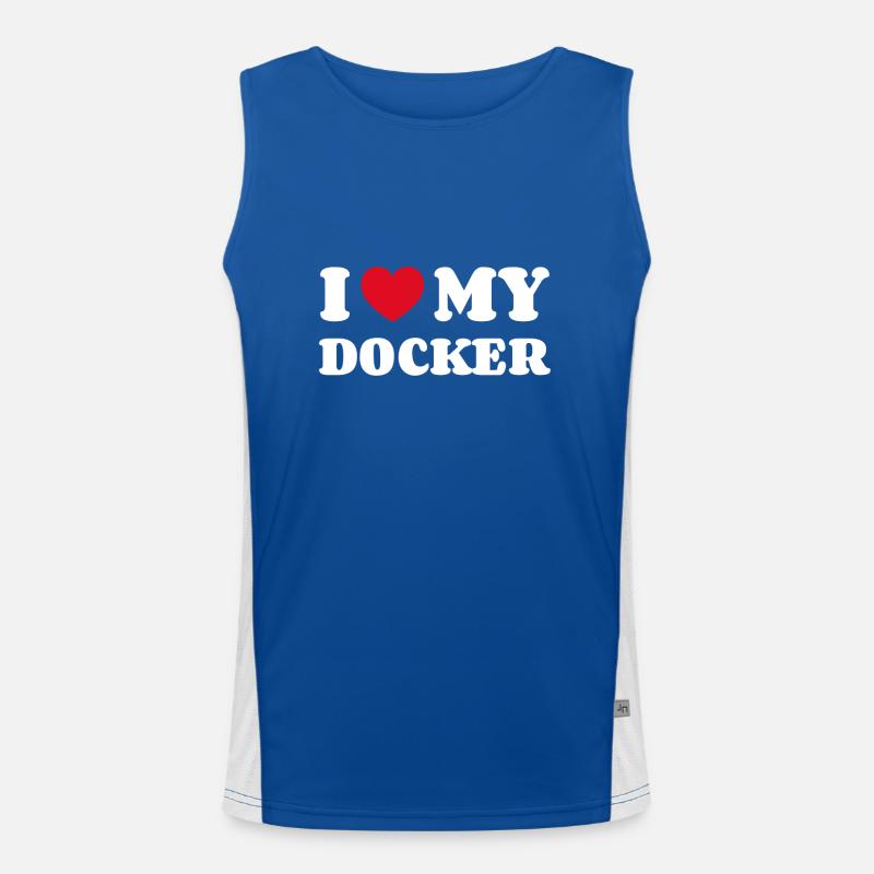 I Love My Docker Funktionelles Kontrast-Tank Top für Männer 
