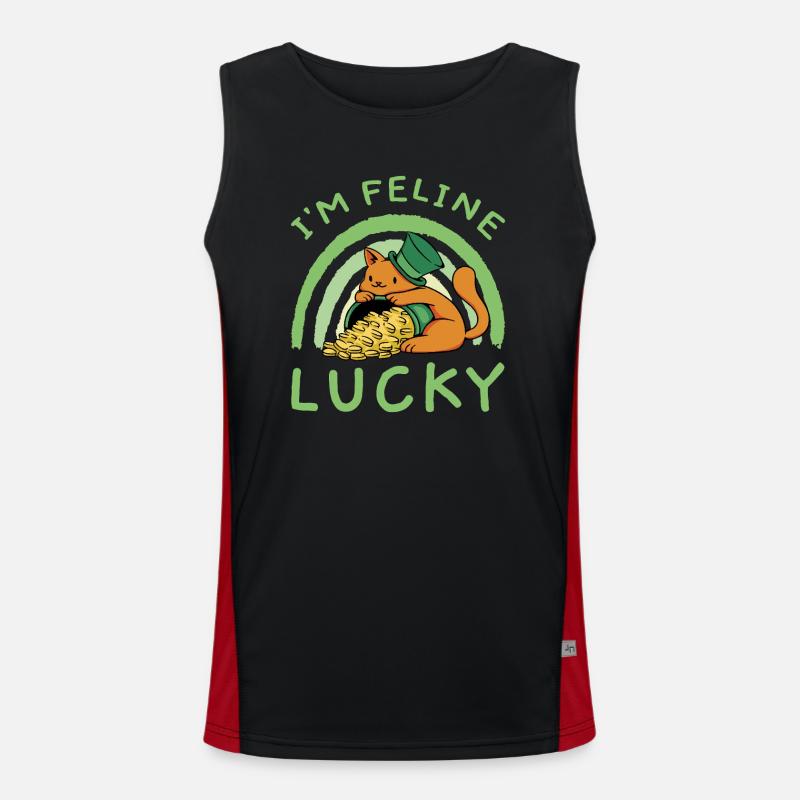 St. Patricks Day Glückliche Katze Mieze Kätzchen Funktionelles Kontrast-Tank Top für Männer 