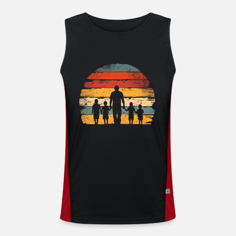 Vatertag Vater mit vier Söhnen retro vintage Funktionelles Kontrast-Tank Top für Männer 