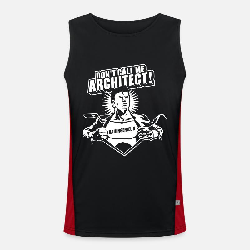 Don't call me architect! - Men's Functional Contrast Tank Top  - black/red