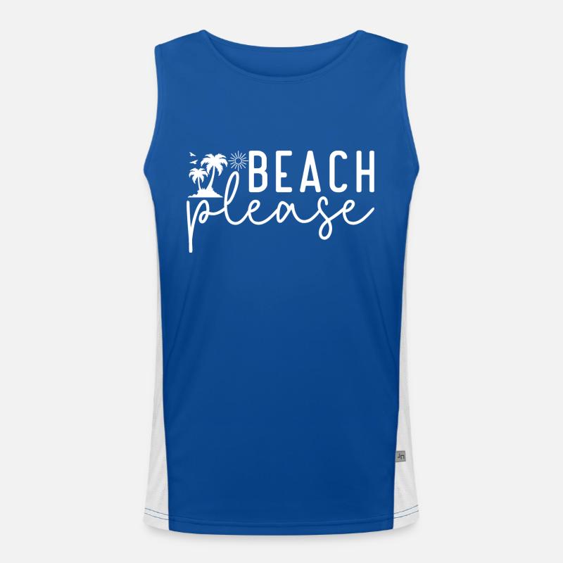 Beach Please, Palm Trees, Beach, Summer, Sea, Holiday Men's Functional Contrast Tank Top 