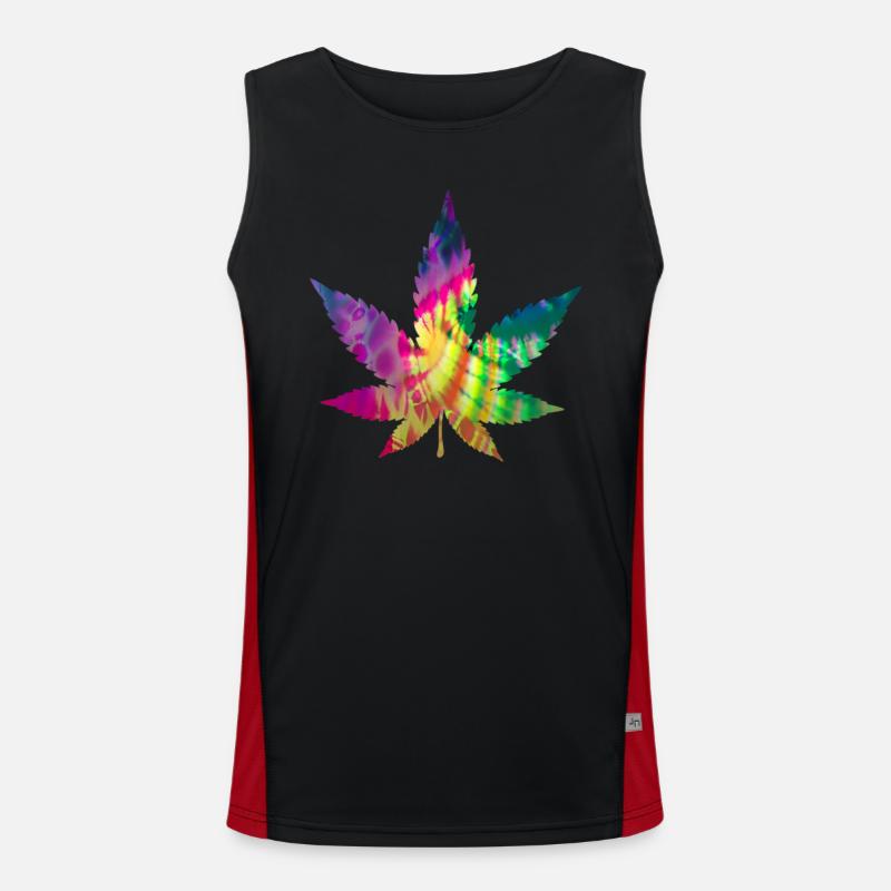 Tie Dye Batik Cannabis Blatt | Hanfblatt Funktionelles Kontrast-Tank Top für Männer 