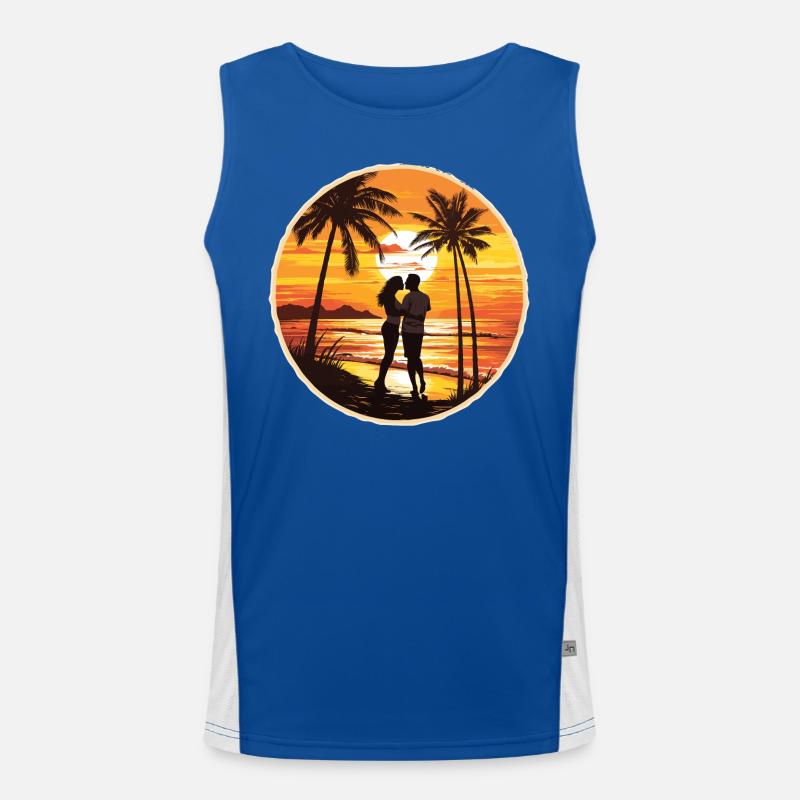 Plage, Île, Mer, Coucher de soleil Débardeur respirant contrasté Homme 