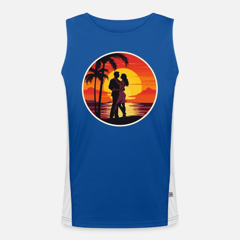 Coucher de soleil Couple Plage Débardeur respirant contrasté Homme 