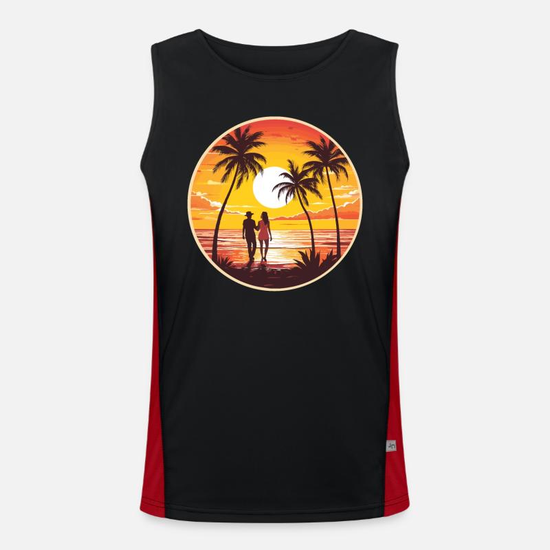 Sunset Beach Romantisches Paar Funktionelles Kontrast-Tank Top für Männer 