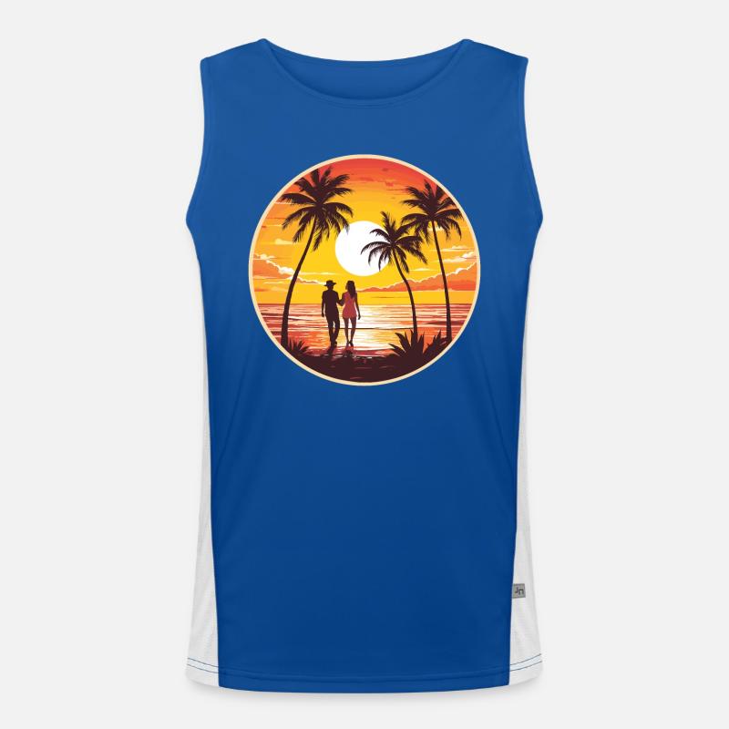 Sunset Beach Romantisches Paar Funktionelles Kontrast-Tank Top für Männer 