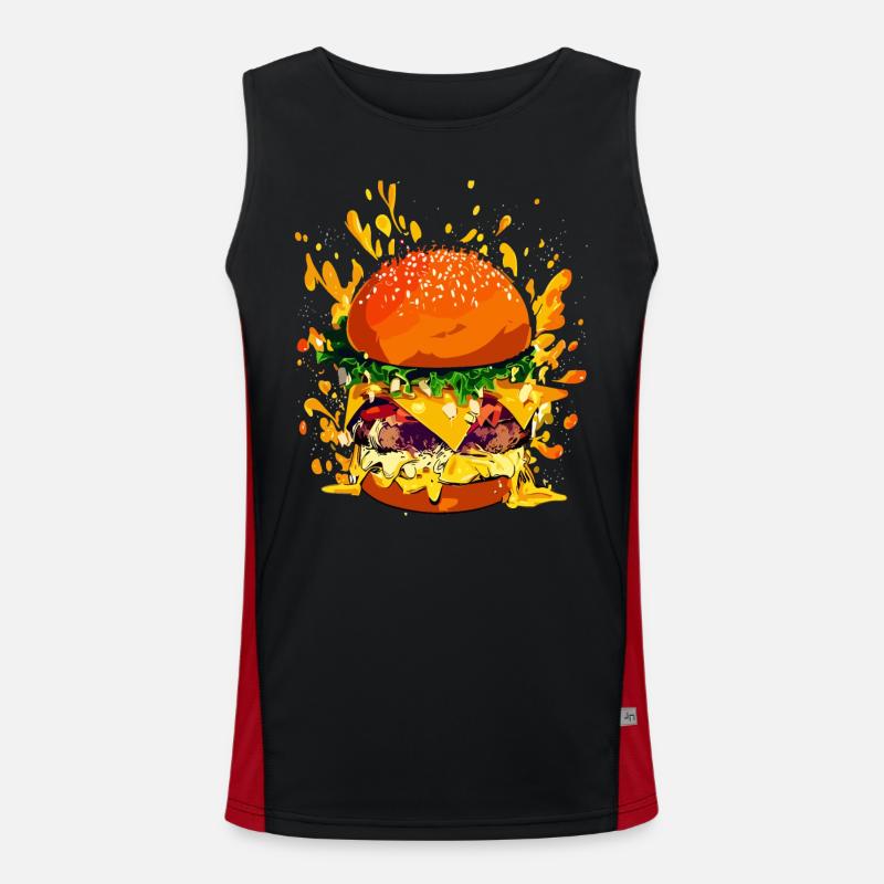 Cheeseburger extravagant avec éclaboussures de fromage Débardeur respirant contrasté Homme 