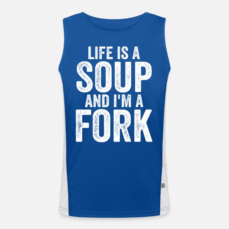 Das Leben Ist Eine Suppe Und Ich Bin Eine Gabel T-Shirts | Komisch Funktionelles Kontrast-Tank Top für Männer 